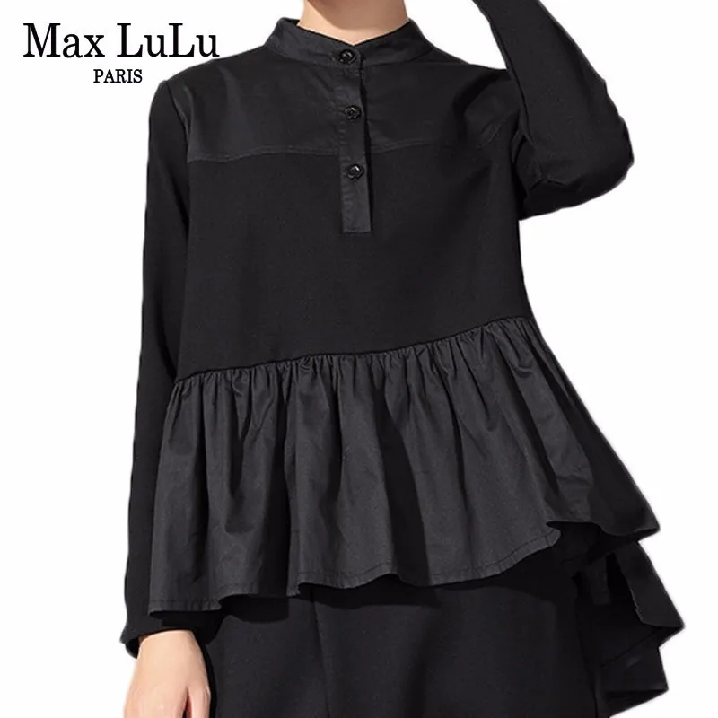 

Max LuLu New 2019 Spring Fashion European Ladies Tops Tees Womens Black Cotton Long Sleeve T-Shirts Vintage Female Casual Tshirt