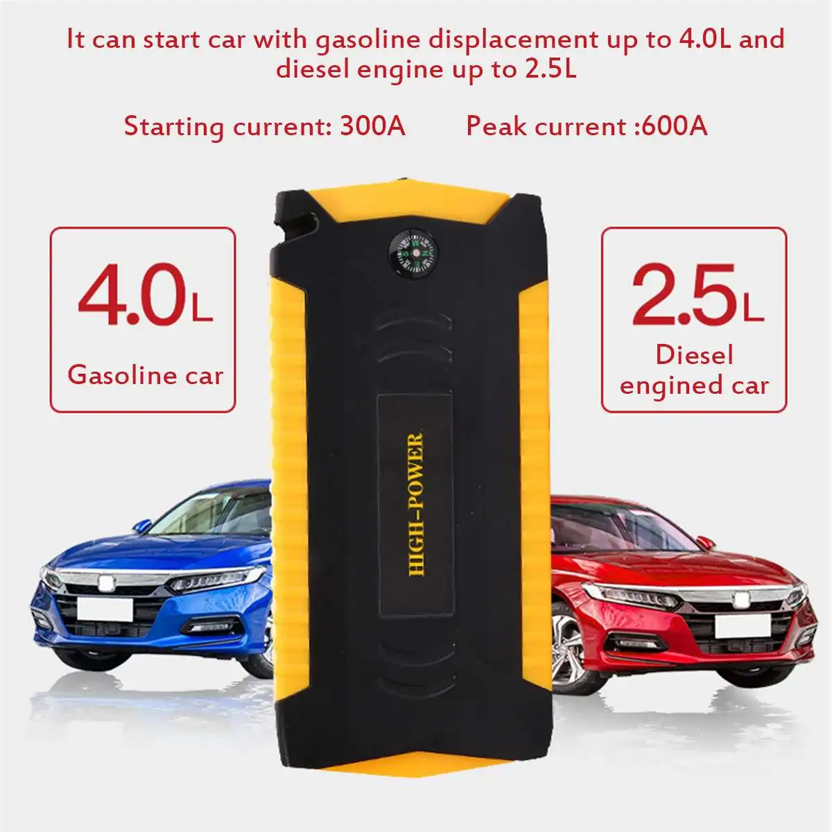 89800mAh Diesels Car Jump Starter Booster 4USB SOS Emergency Charger Battery Multifunction Power Bank for Diesels Car Vehicle
