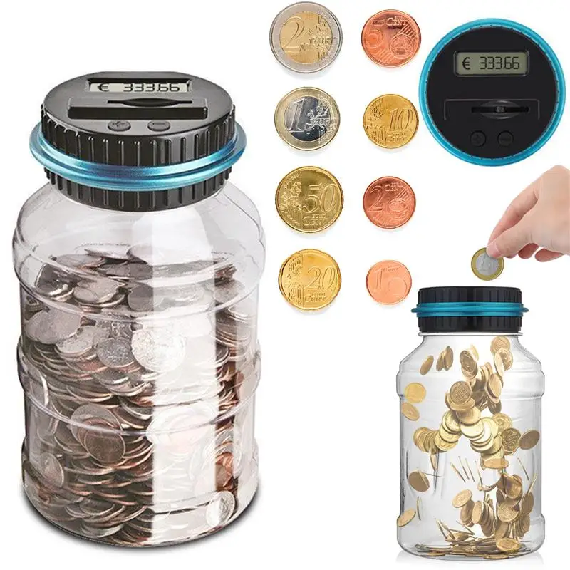 

1.8L Piggy Bank Counter Coin Electronic Digital LCD Counting Coin Money Saving Box Jar Coins Storage Box For USD EURO GBP Money