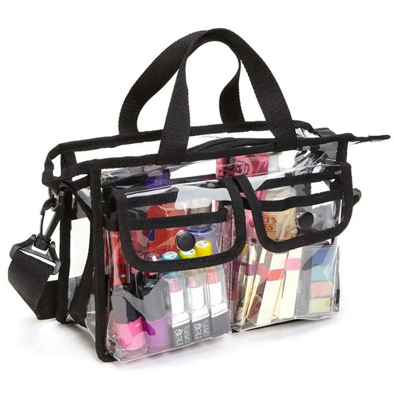 Clear Cross Body Shoulder Bag,Toiletry Organizer Wash Bag Stadium Approved Purse-in Cosmetic ...