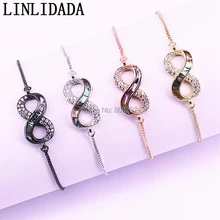 10 шт. новые модные Pave CZ природных ушка 8 браслет с шармом для Для женщин Регулируемая Ювелирные изделия подарок LL-B026