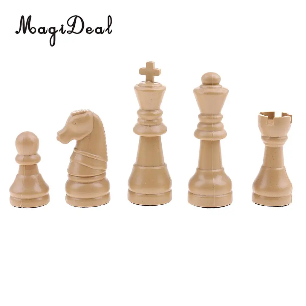 MagiDeal 16 Pieces Replacement Plastic Chess Pieces/Chessman Set beige Birthday Gift Party Supplies International Chess Set