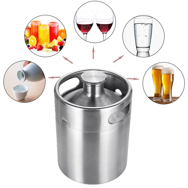 2L Durable Stainless Steel Wine Beer Keg Home Beer Dispenser Growler Beer Brewing Craft Mini Beer Keg With Faucet Pressurized - Image 2