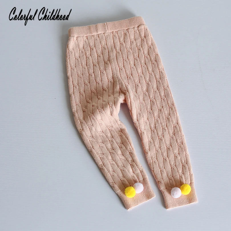 

Kid Girls Pants Pure Color Knitted Thicken Soft Pants Baby Girls Winter Warm Wool Leggings Children's Cotton Trousers 1-4t