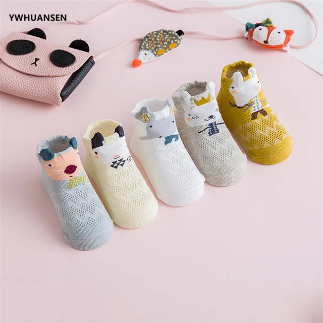 YWHUANSEN 5 Pairs/lot Summer Mesh Socks For Newborns Baby Cute Cartoon Socks  4
