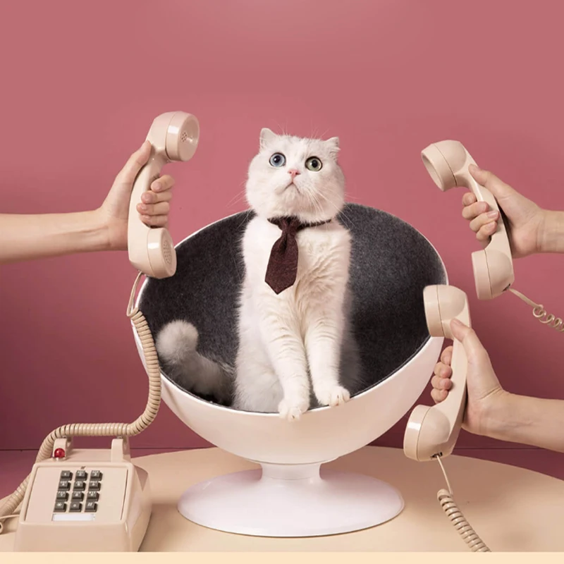 Интерактивное вращающееся гнездо для питомцев Cat Boss белый спиннинговый коврик