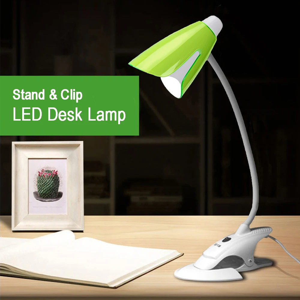 

DP 40PCS LED Stand Clip Desk Lamp Modern Push Button Switch Reading Office Lamp Flexible Hose Led Light Table Lamps Schemerlamp