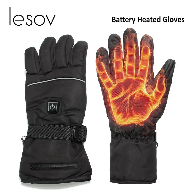 

Lesov L/XL Waterproof Winter Gloves Women Men 3 Control Level Electric Battery Heated Gloves Driving Motorcycle Mittens Guantes