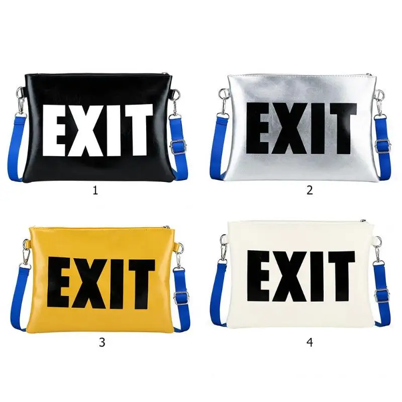 Women Messenger Bags Bolsas Feminina Simple Letter EXIT Print Leather Clutch Handbag Crossbody Shoulder Bags Brand New Lady Bag