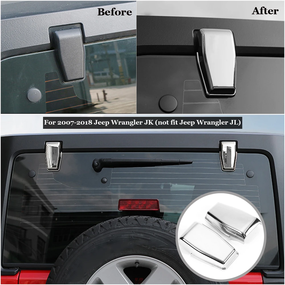 

FOR JEEP WRANGLER JK 2007-2018 CHROME REAR TAILGATE GLASS HINGE COVER SET 1 PAIR