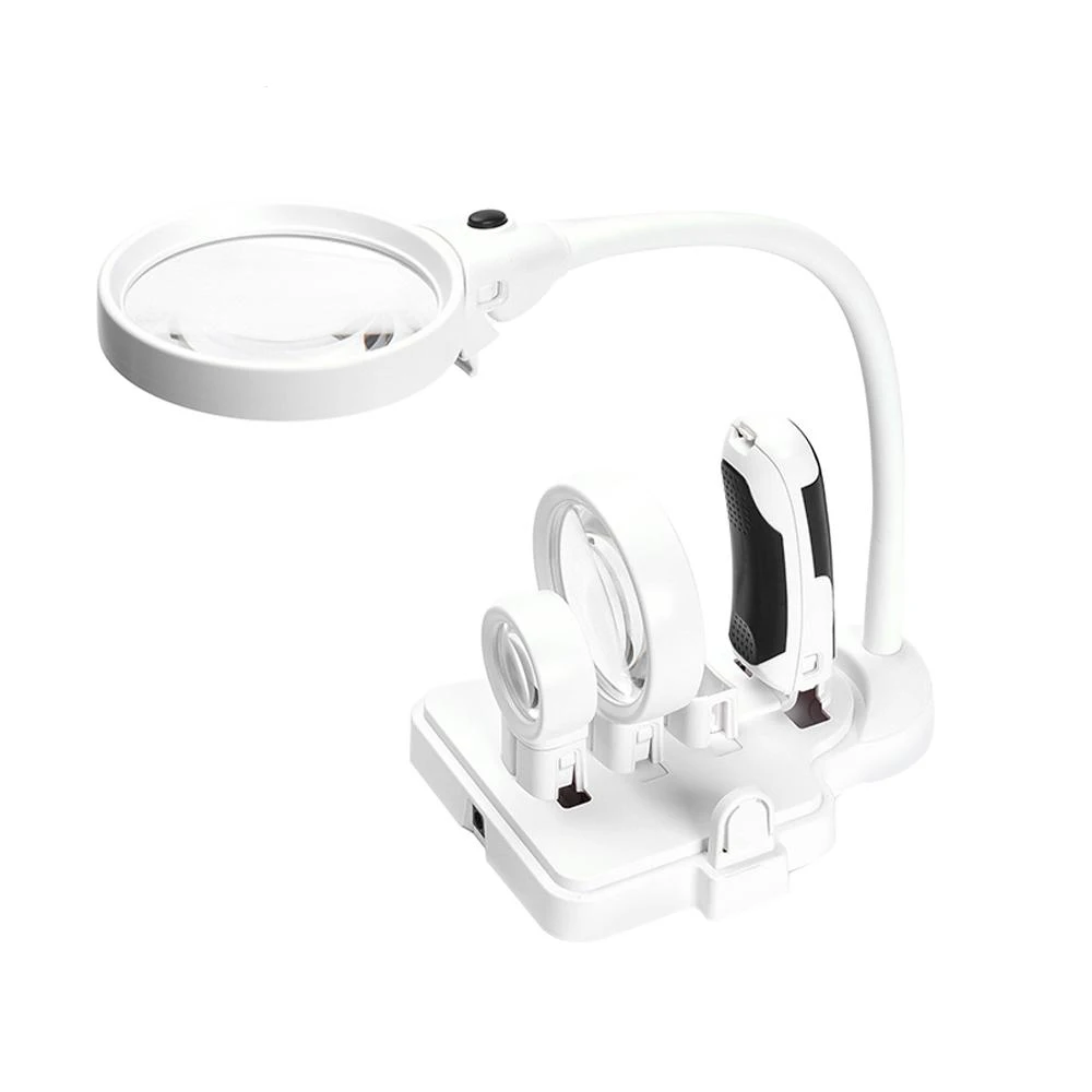 

BHTS-Us Plug 3 Lens Desktop Multi-Functional 2.5X 5X 16X Welding Led Magnifier Table Lamp Loupe Soldering Repair Magnifying To