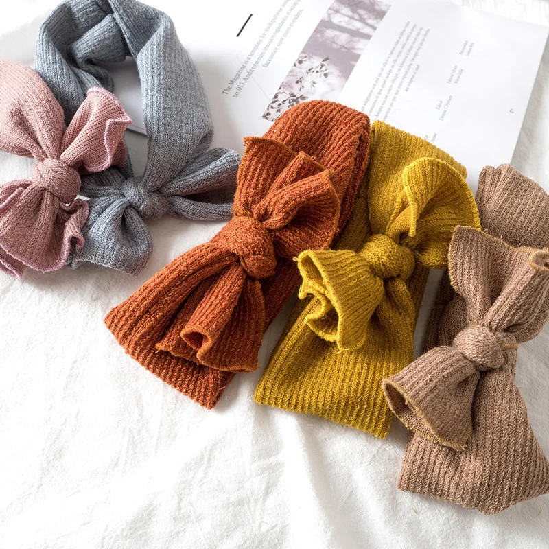 

Newborn Fashion Soft Knitted Toddler Winter Baby Cute Bows Headband Crochet Headwrap Girls Hairband Elastic Hair Accessories