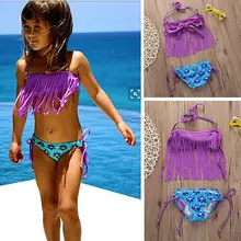 Детские Танкини с кисточками для девочек, Бразильское бикини, бикини пляжная одежда, купальники, купальный костюм, плавательный купальник, детский купальник