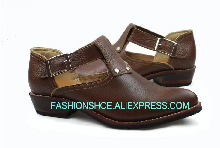 

Cow Full Grain leather Buckle Hot New 2018 Mens Oxfords Spring Summer Sandals Cargo Shoes
