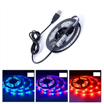 

USB 0.5M/1M LED Strip 5050 SMD RGB LED Tape Stripe With Remote For TV Background Lighting LED Light Strip