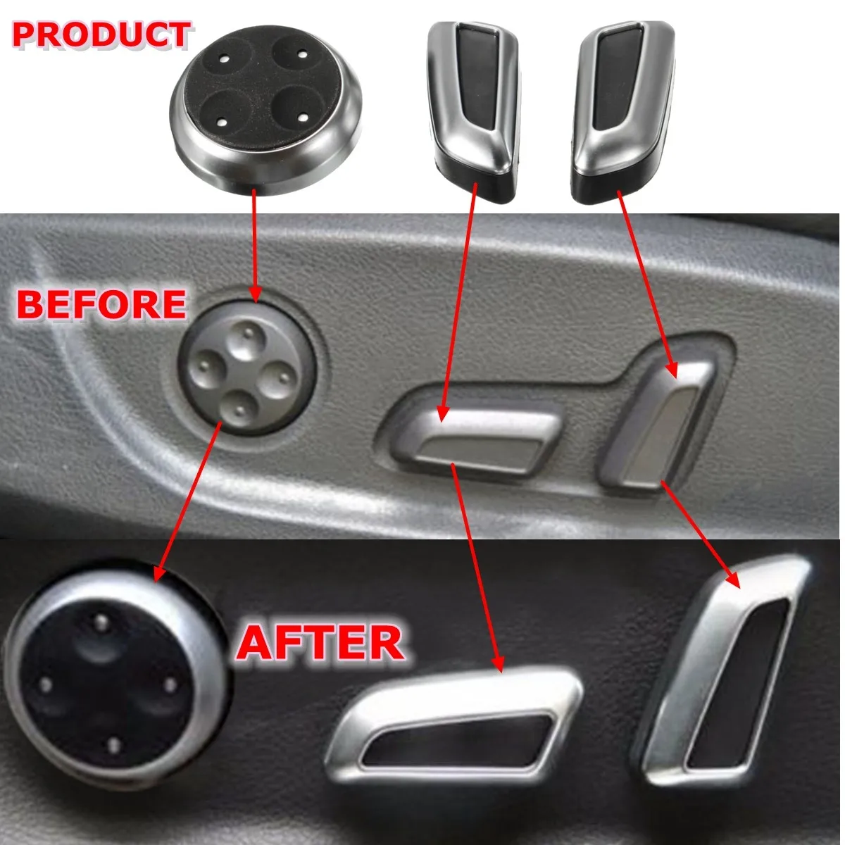 

For Audi A3 A4 A5 A6 Q3 Q5 /VW /Tiguan New 6pcs/lot Chromed Seat Adjustment Switch Cover Trims