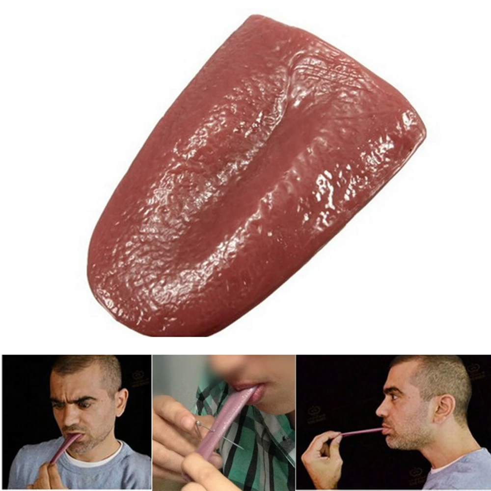 

2019 New Horror Funny Magic Tricks Magic Tongue Trick Simulation Rubber Tongues Halloween Prank Funny Surprise Practical Jokes
