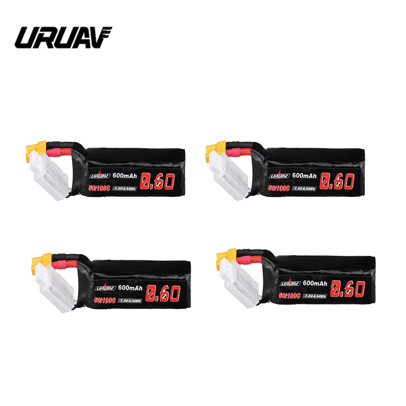 

1/2/4PCS URUAV 7.4V 600mAh 50C/100C 2S Lipo Battery XT30 Plug for RC FPV Racing Drone Models XK K130 Helicopter Spare Parts Accs