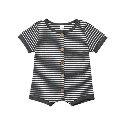 

Pudcoco 2019 Summer Infant Baby Kids Boys Girls Romper Jumpsuit Stripe Cotton Short Sleeve Casual Outfit