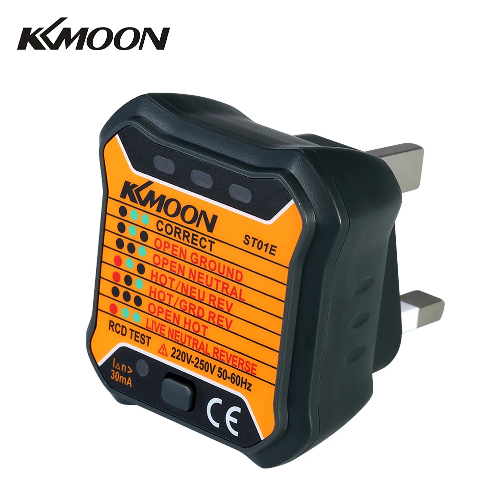 

KKmoon RCD Electric Socket Tester Automatic Live Earth Wire Testing Circuit Wall Plug Breaker Finder Electric Leakage Test UK
