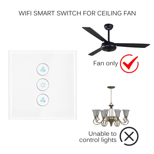 Eu Uk Wifi Smart Ceiling Fan Switch App Remote Timer And Speed