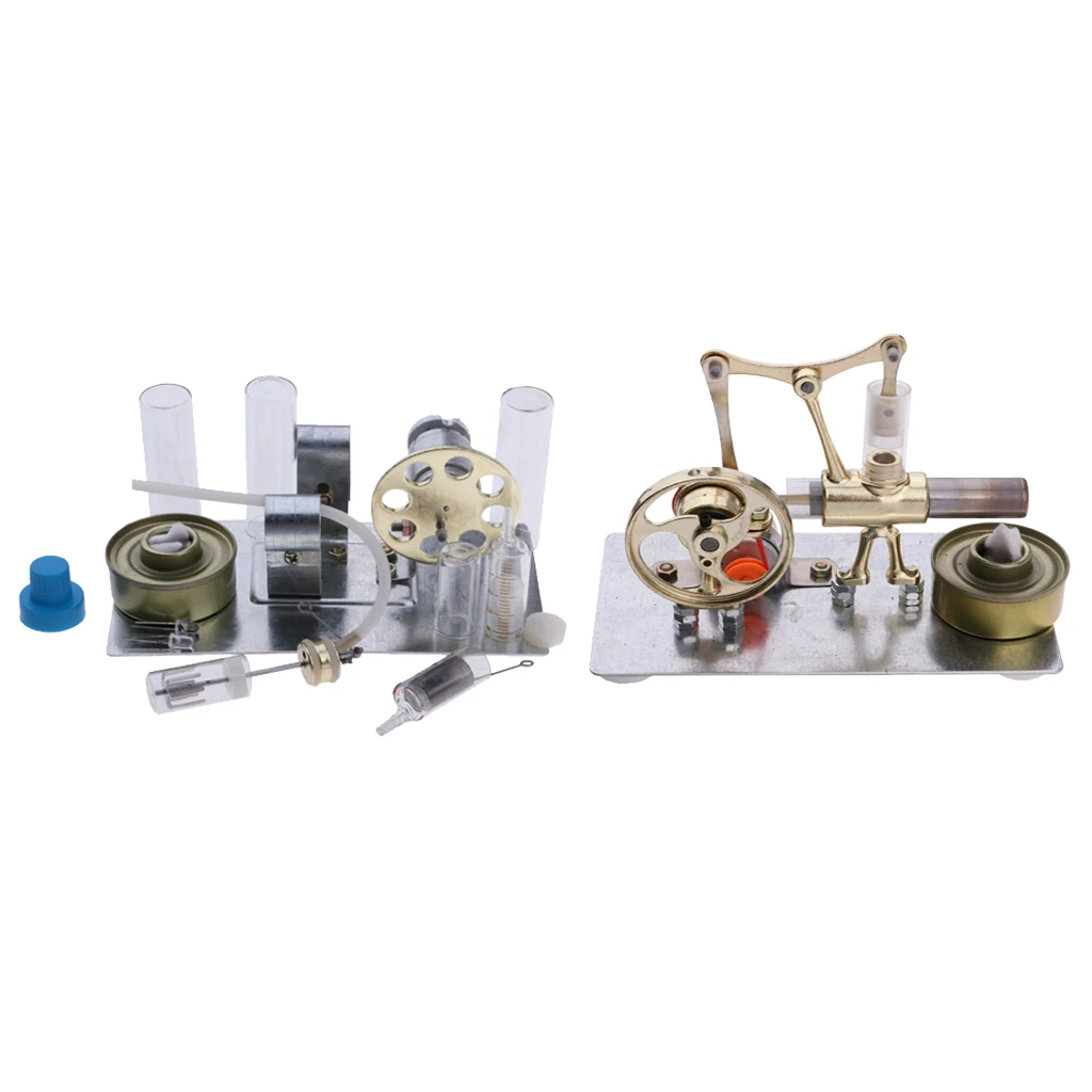 

2 Sets Stirling Engine Single-cylinder Flywheel Heat Engine Motor Model Kits External Combustion Science Toy