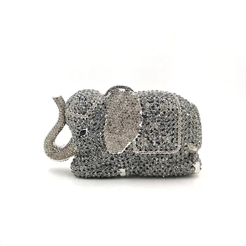 

Luxury women evening party bag bridal wedding purses diamonds accessories elegant cute animal elephant crystal bag purses