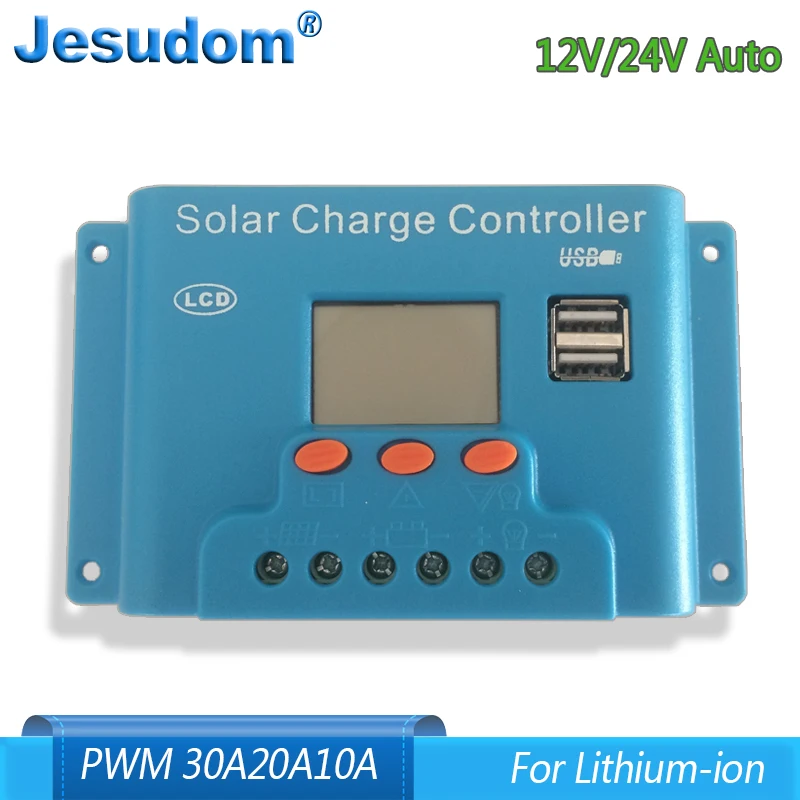 

30A20A10A 12V24V Lithium-ion Battery Charger LCD PWM Voltage Solar Controller Battery PV Cell Panel Charger Regulator Lamp