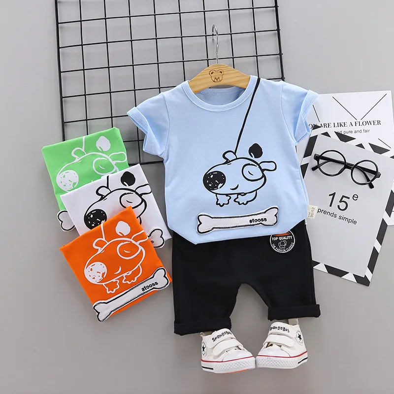 Summer Fashion Cartoon T-Shirt Shorts 2pcs/Sets Children Baby Boys Girl Cotton Clothes Child Toddler Casual Wear Kids Tracksuits