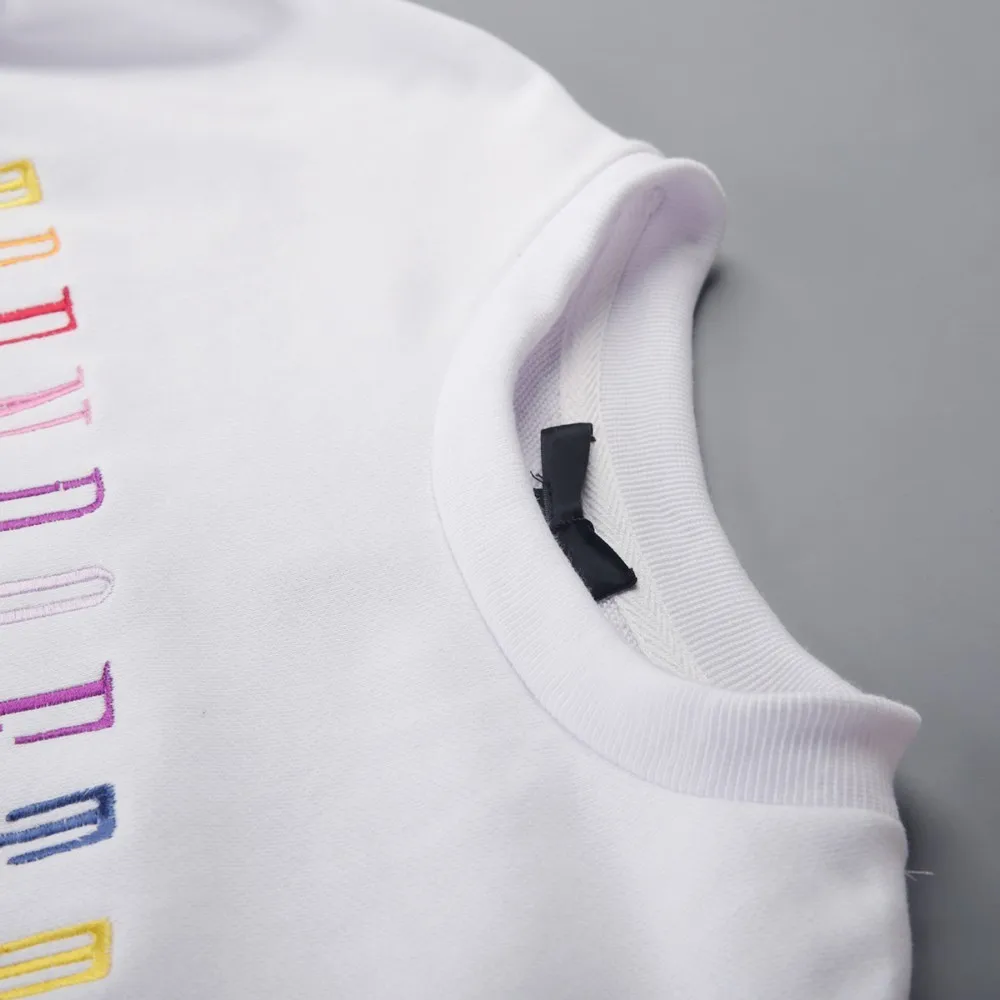 HDY Haoduoyi 2019 Fashion Girl Hoodie Rainbow Letter Embroidered Casual Rib Sport Style HDY Haoduoyi 2019 Fashion Girl Hoodie Rainbow Letter Embroidered Casual Rib Sport Style
