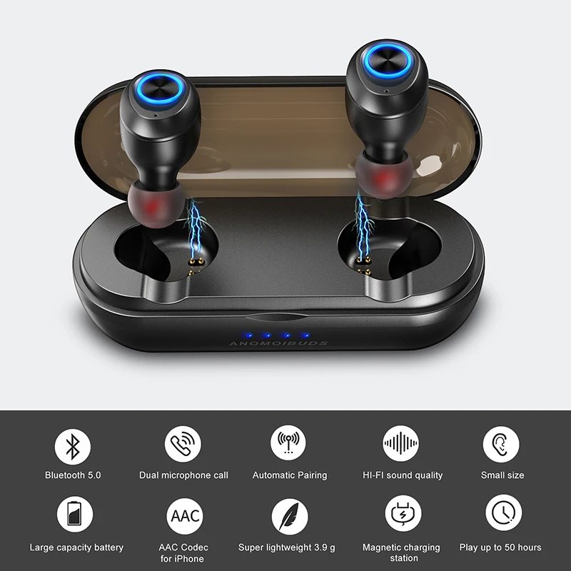 LEORY bluetooth 5 0 глубокий бас Hi Fi TWS наушники с микрофоном для Xiaomi huawei|Наушники и