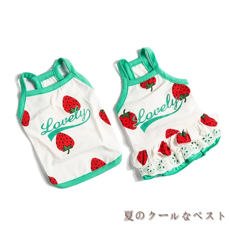 

Pet Dog Clothes Summer Cotton Tshirt Small Dog Cat Pet Vest Shirt Clothes Strawberry Clothing Skirt For Puppy Chihuahua 10E
