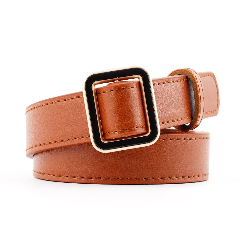 

New Wide Leather Waist Strap Belt High Quality Women Gold Square Pin Metal Buckle Belts Woman Belts For Jeans