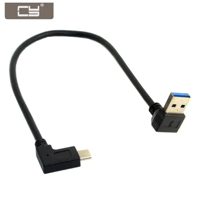 

CY Reversible USB-C USB 3.1 Type C Angled to 90 Degree Down Angled A Male Data Cable for Laptop & Tablet & Mobile Phone 30cm