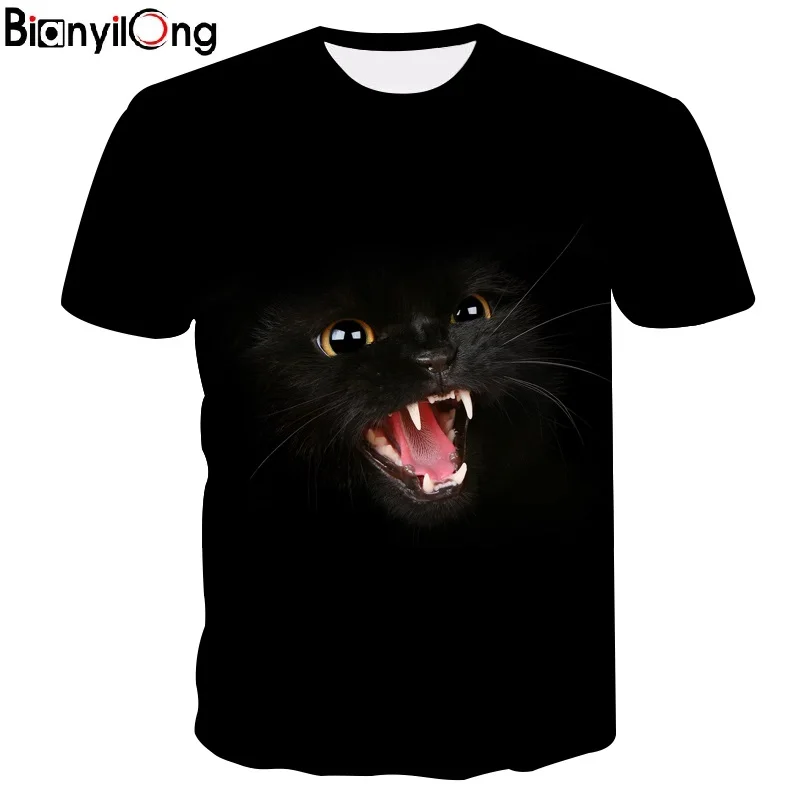 

2019 new Brand 3d T-shirt Animal Shirt 3d T Shirt Men Funny T Shirts Mens Clothing Casual Toothy kitten printed Top Tee Tshirt