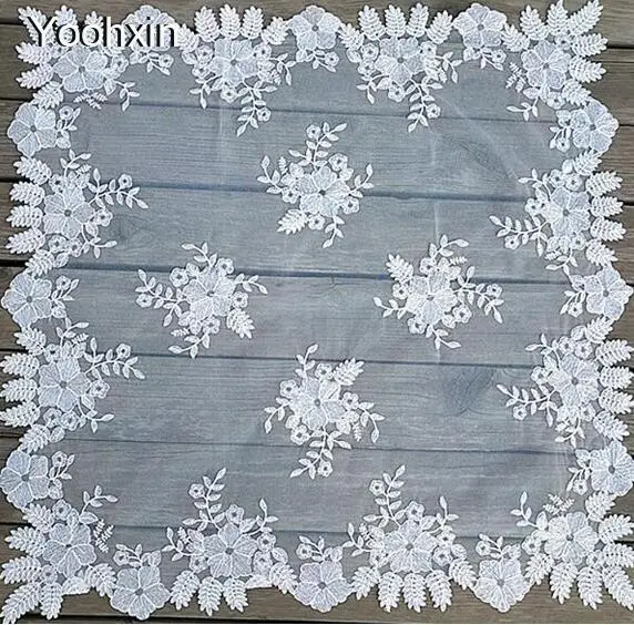 

Modern Square white Lace Table cloth Embroidered kitchen tea Tablecloth Cover Nappe Mantel Xmas Christmas New Year wedding decor