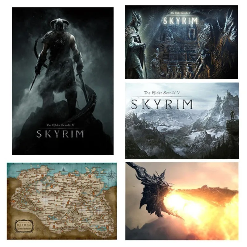 Vintage The Elder Scrolls V Skyrim Poster Decoration Wall