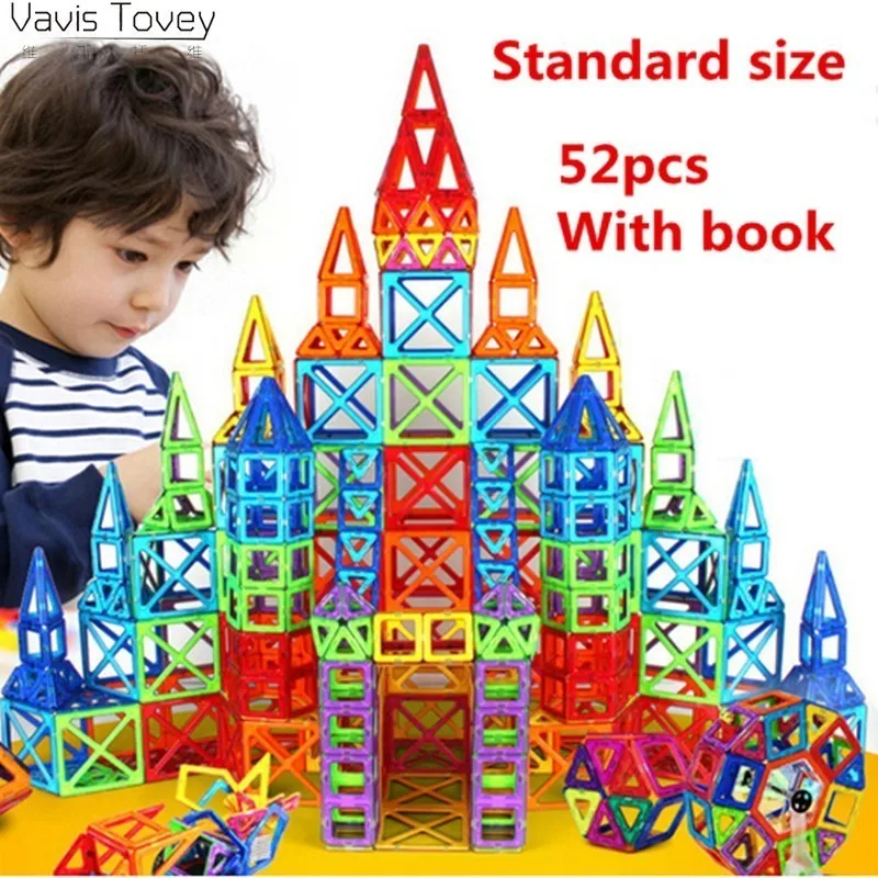 

Vavis Tovey 52pcs/set Standard Construction Building Blocks Toys DIY 3D Magnetic Designer Educational Bricks Gift Kid