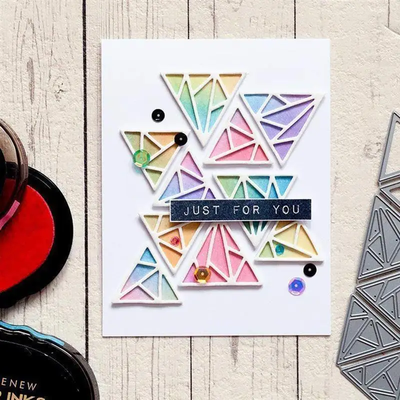 

Hollow Triangle Background Cutting Dies Embossing Template Stencil