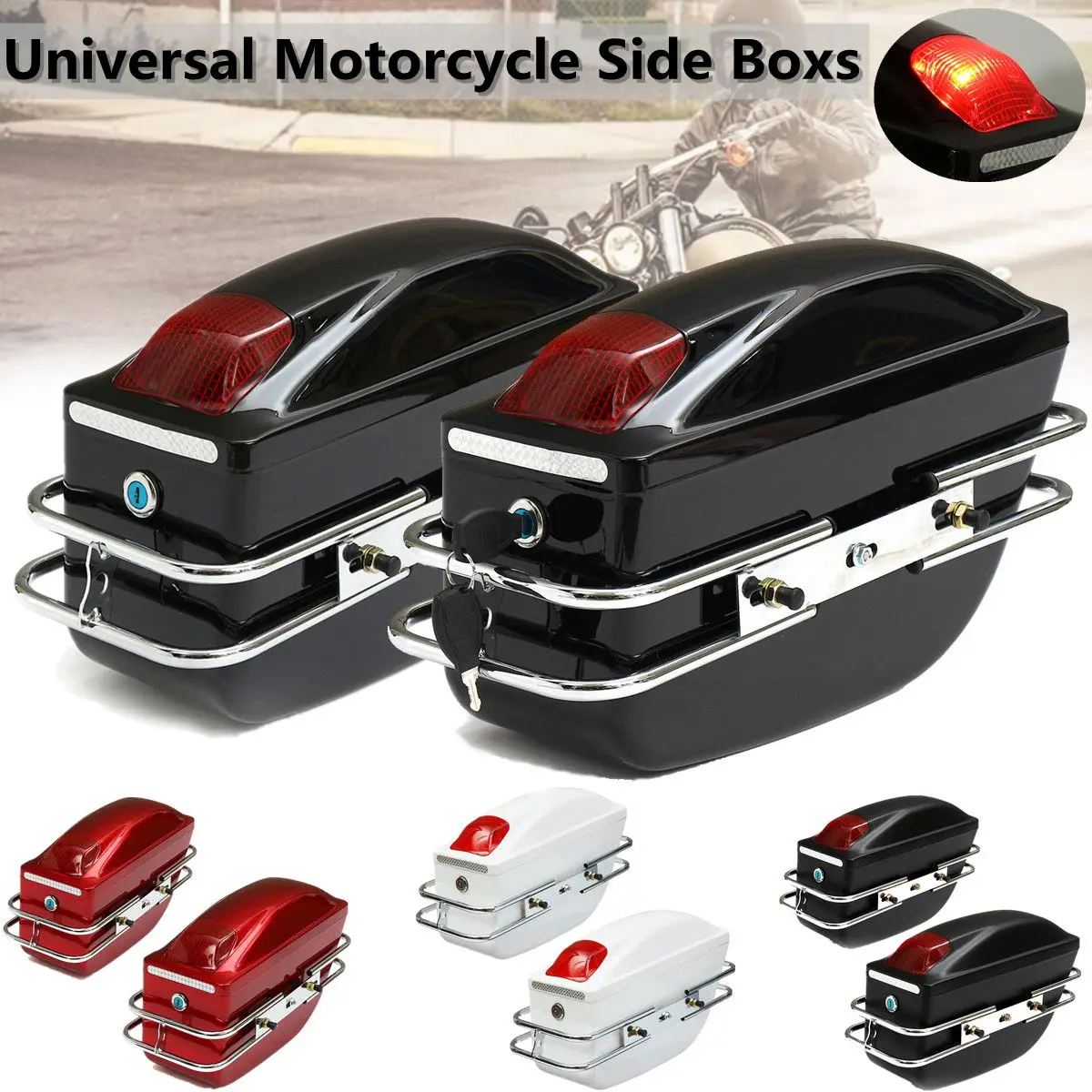 non-brand 1Par Retro Alforjas Laterales de Motocicleta Bolsa Almacenamiento de Equipaje Herramientas para Kawasaki