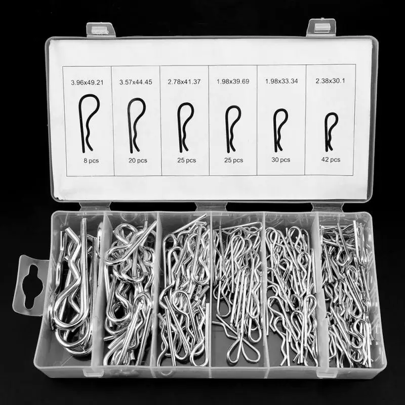

150Pc R Cotter Pins Tractor Pin Clips w/ Plastic Box Split-Cotter Pins Assortment Kit Hardware Fastener Pins 6 Sizes Wholesale