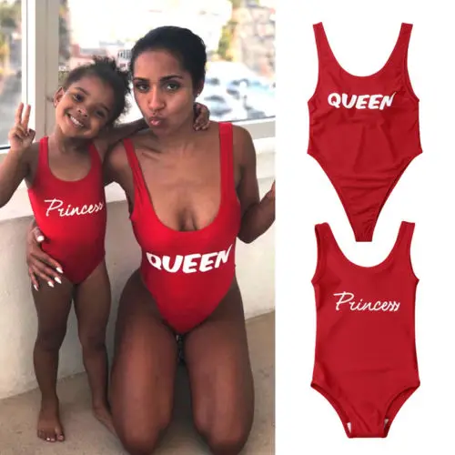 

2019 Sexy Family Match Red Bikini Mother Daughter Swimwear Women Kid Baby Girl One piece Monokini Swimsuit Bathing Beachwear
