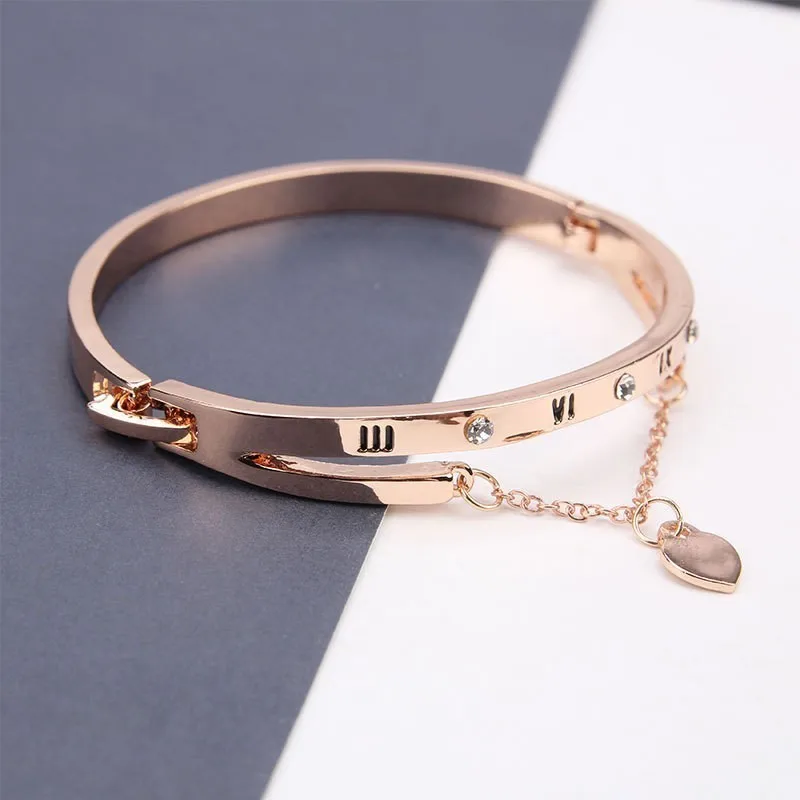 

Luxury Bracelets & Bangles Famous Brand Jewelry Rose Gold Stainless Steel Female Heart Forever Love Charm Bracelet For Women