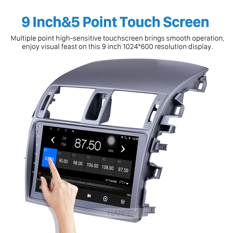 Flash Deal Harfey Android 9.0/8.1 9" 2 Din Car Radio For 2007 2008 2009 2010 Toyota OLD Corolla GPS Multimedia Player 3G Wifi Head Unit 2