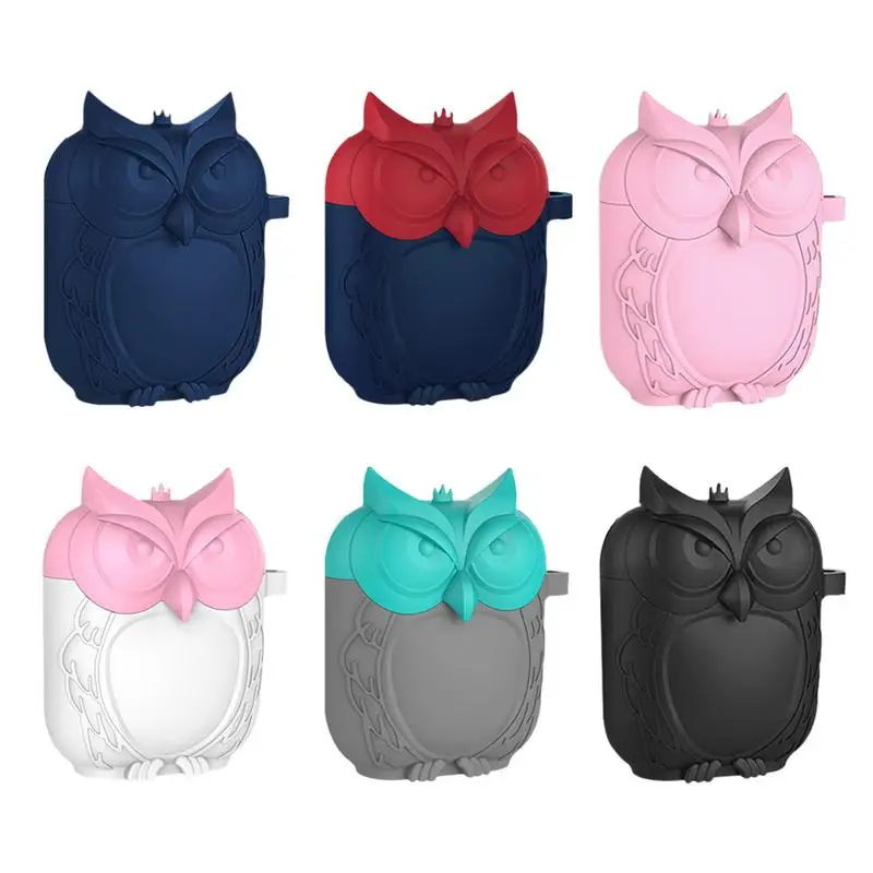 

Owl Shape Silicone Soft Case For Apple AirPods Wireless Headphone Box Portable Storage Bag With Carabiner Shockproof Protective