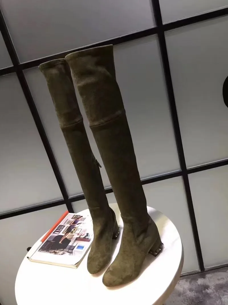As Plattform Mrivet Knie as Sexy Mode Elastische Show Über Die Hohe Designer Frauen Show Schuhe Starke Ferse Stiefel 6AvqdOw