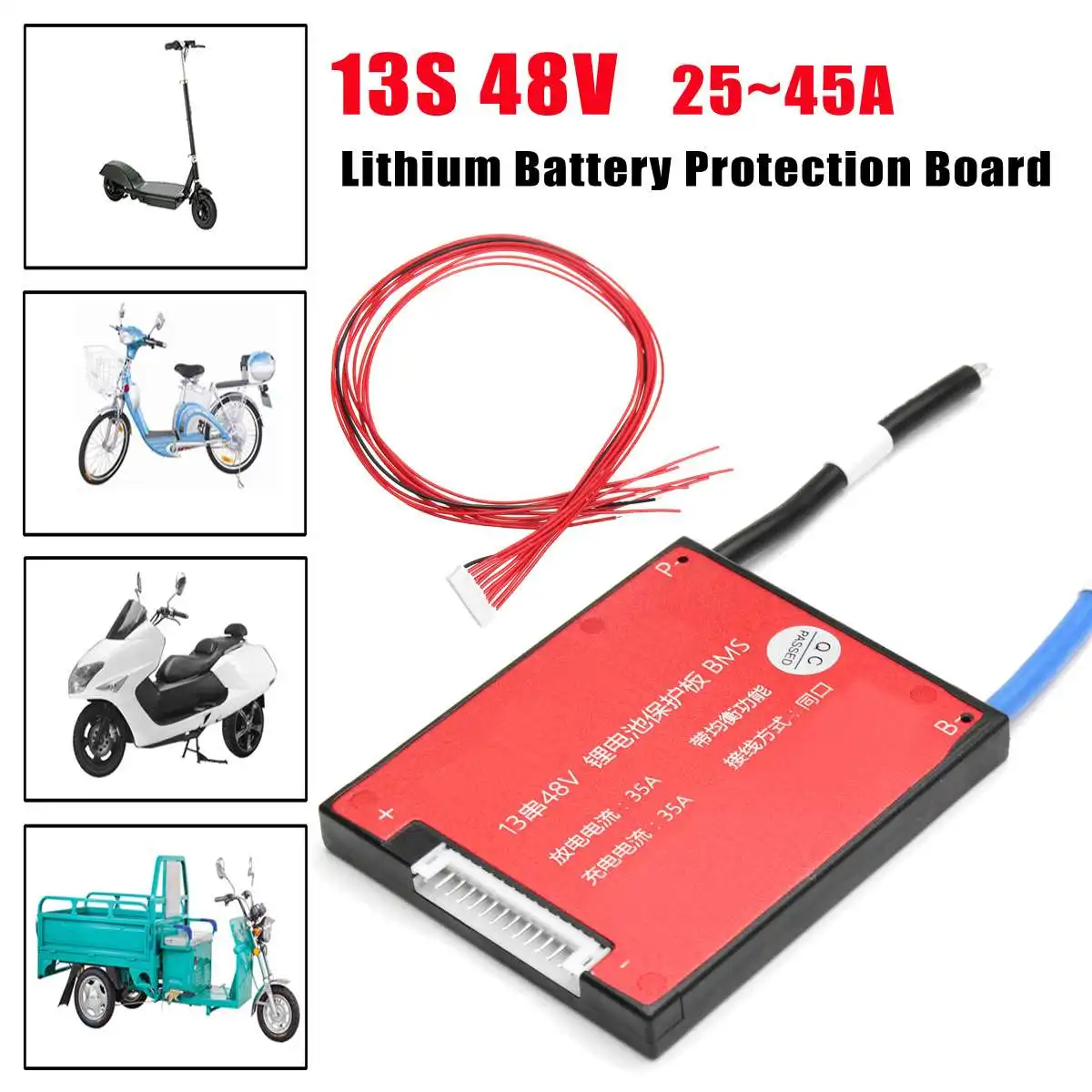 

Same Port 13S 48V 25/35A/45A/60A BMS PCB Li-ion Battery Protections Board For Electric Bike