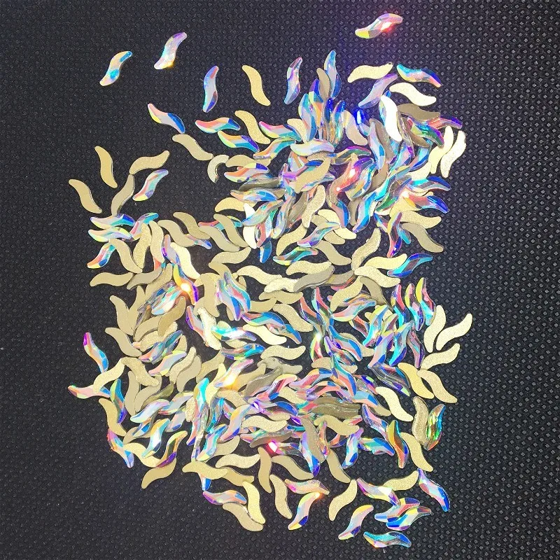 

20Pcs Wave Nail art Decorations Ab Rainbow Rhinestones Glitter Crystal Charms Dekors 3d Radian Diamond Flatback Gems Jewelry diy