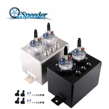 ESPEEDER 3L Universal Dual Billet Aluminum Fuel Surge Tank With 2Pcs 044 Fuel Pump Oil Catch Can Silver or Black e7nc1069 suntec oil pump universal e7la1069 7p for heavy oil or oil gas dual burner