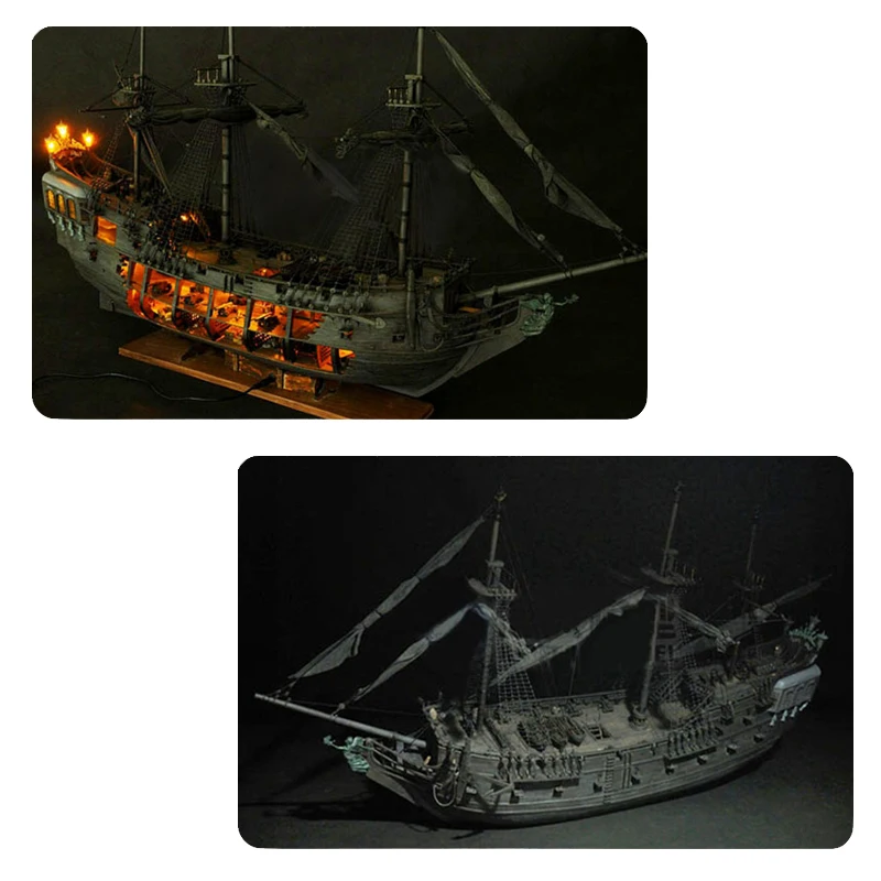 Ceny LABA DIY Handmade montaż statek z LED Light 141 skala żaglówka z drewna zestaw modeli do składania statek czarna perła dla dzieci
